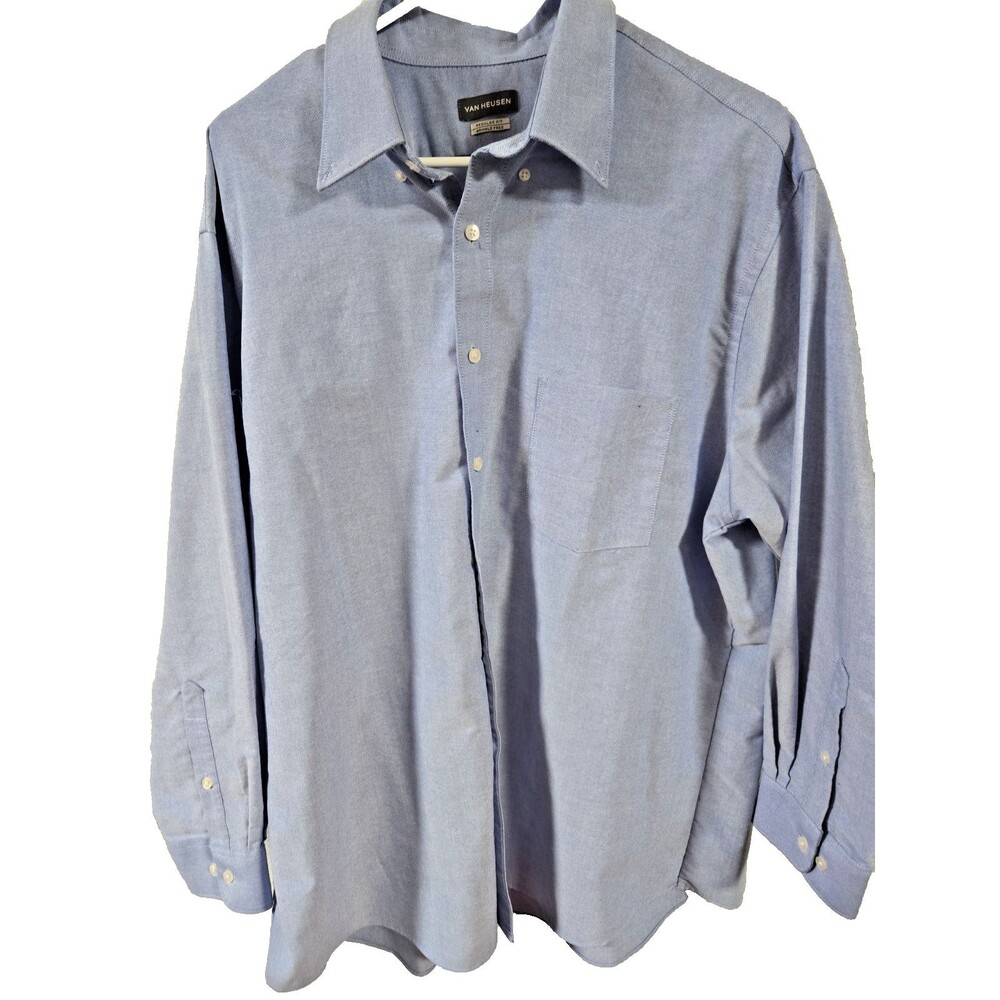 Van Heusen Men's Regular Fit Oxford Solid Buttondown Dress Shirt Size 17.5